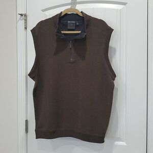 F/X Fusion Men's Chocolate Sweater Vest 1/4 Zippered Pull Over Size XXL